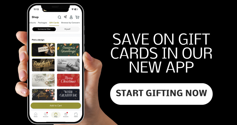 save on gift cards in our new app and give the gift of health